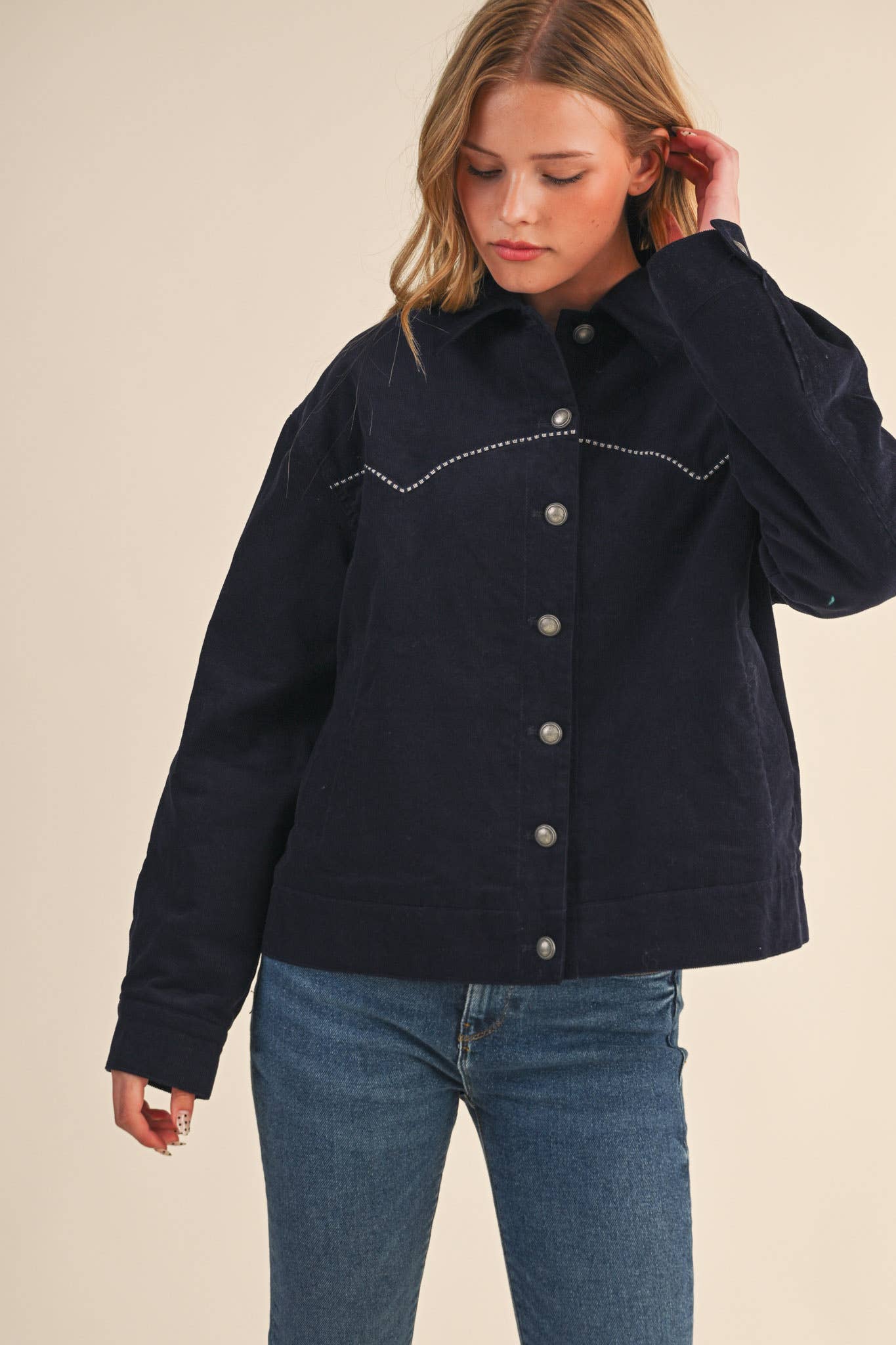 FLORAL EMBROIDERY QUILTED CORDUROY JACKET HP