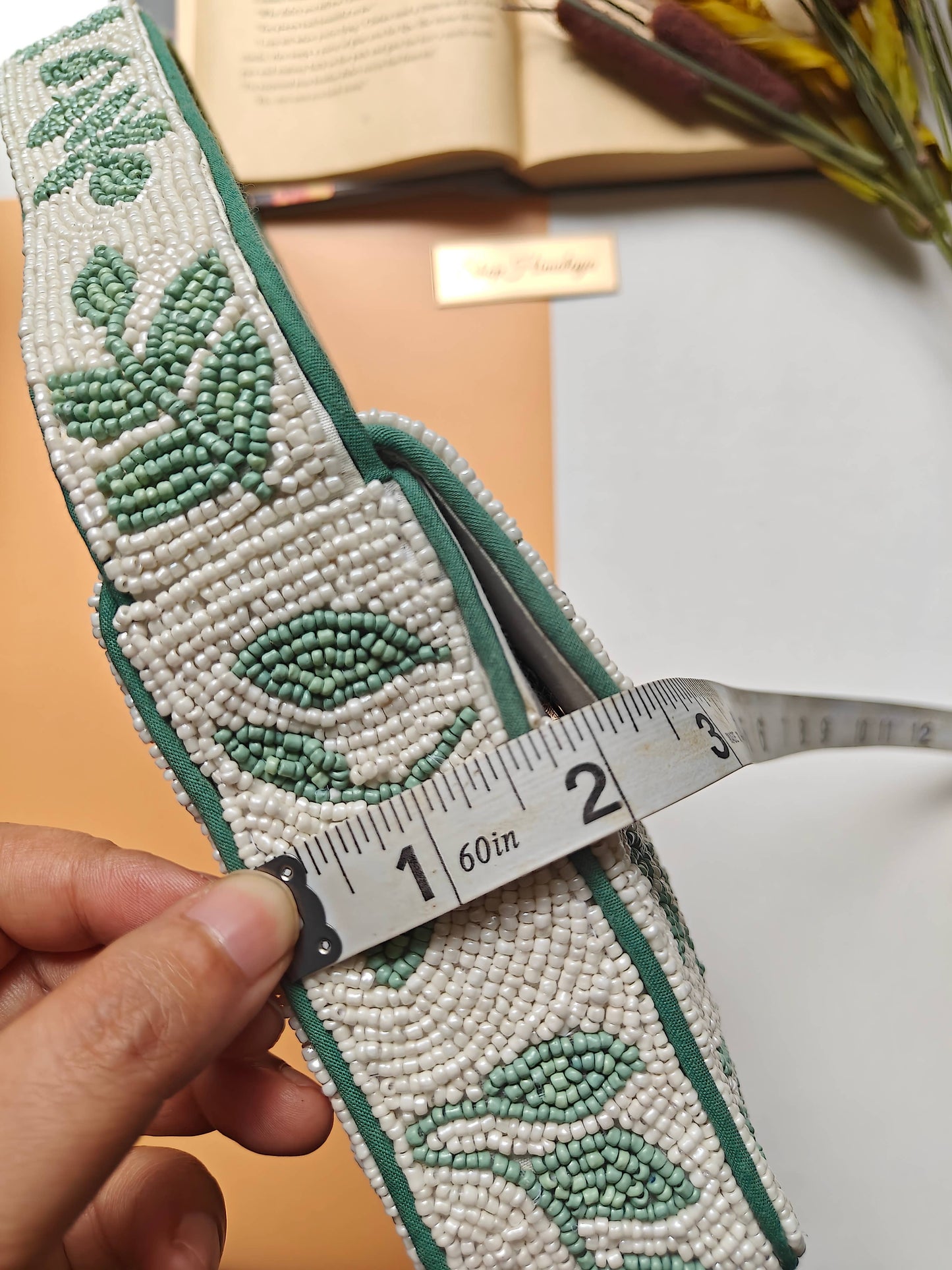 Handmade Green Leaf Beaded Shoulder Bag-LU