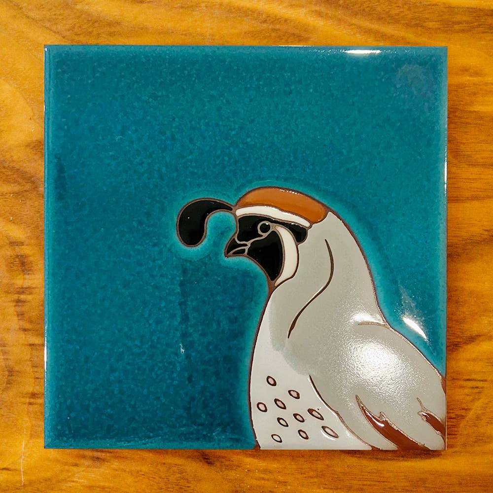 Lone Quail Hand Glazed Art Tile Trivet