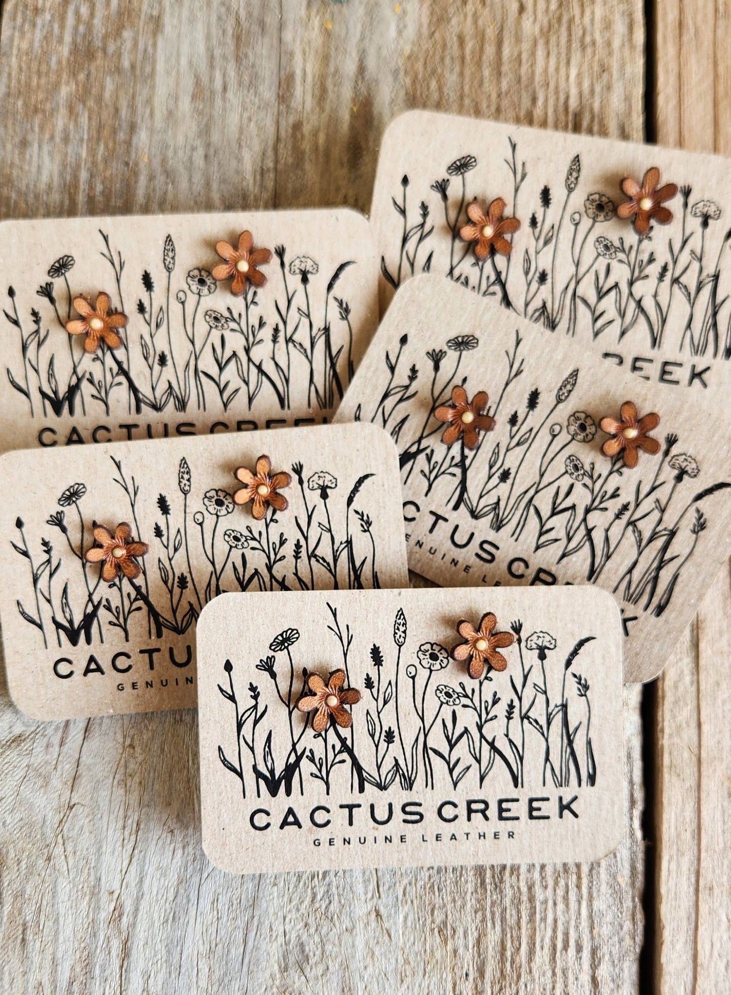 Wild Flower Genuine Leather Post Earrings HP