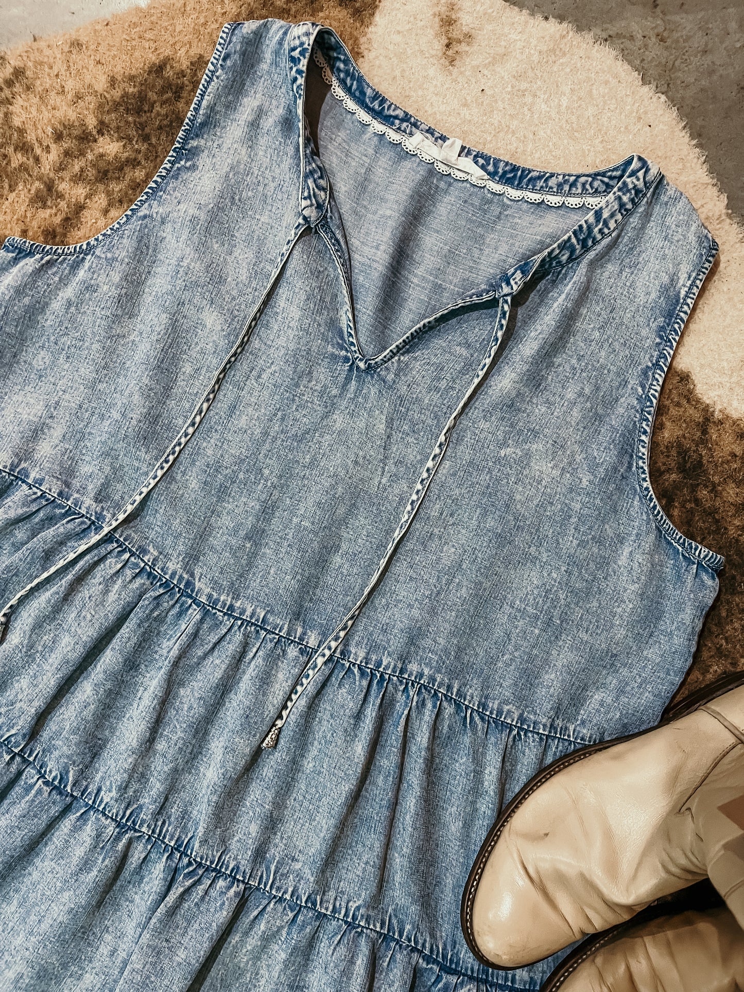 Denim Ruffle Dress HP