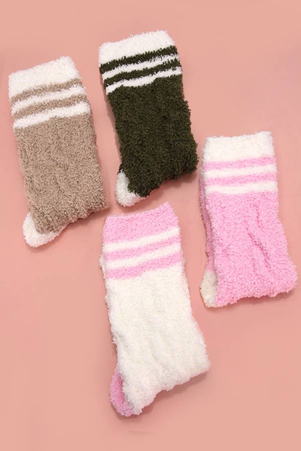 WARM CHINLON SOFT FLEECE FUZZY SOCKS-OLIVE LU
