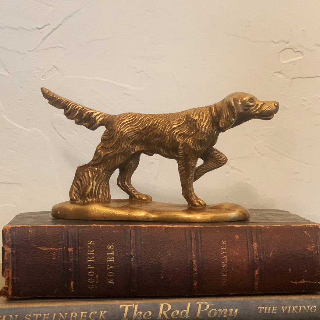Solid Brass Pointer Dog Paperweight, 6”