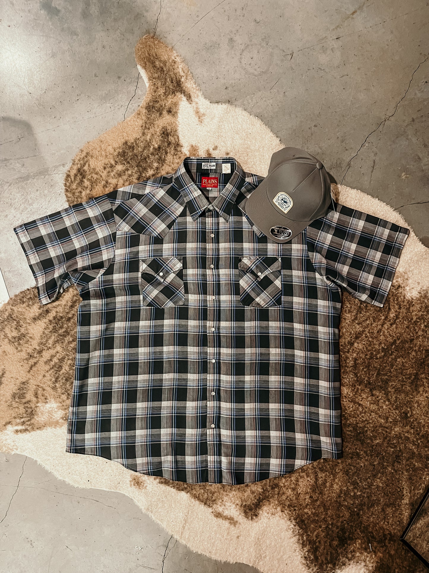 Black and Grey Plaid Pearl Snap HP