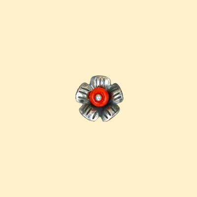 Baroque Sterling Tiny Flower Ear / Coral