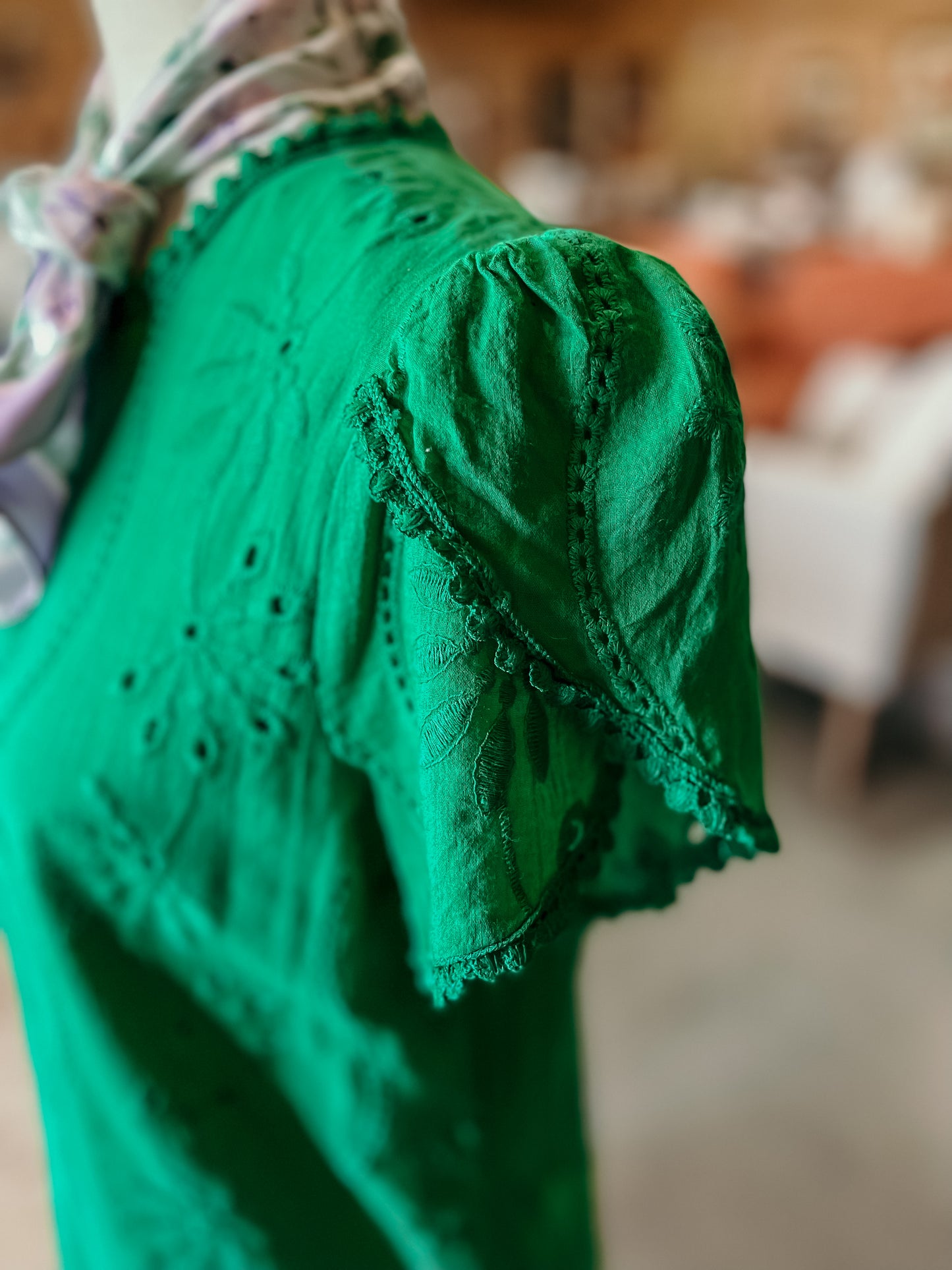 Green Eyelet Top HP