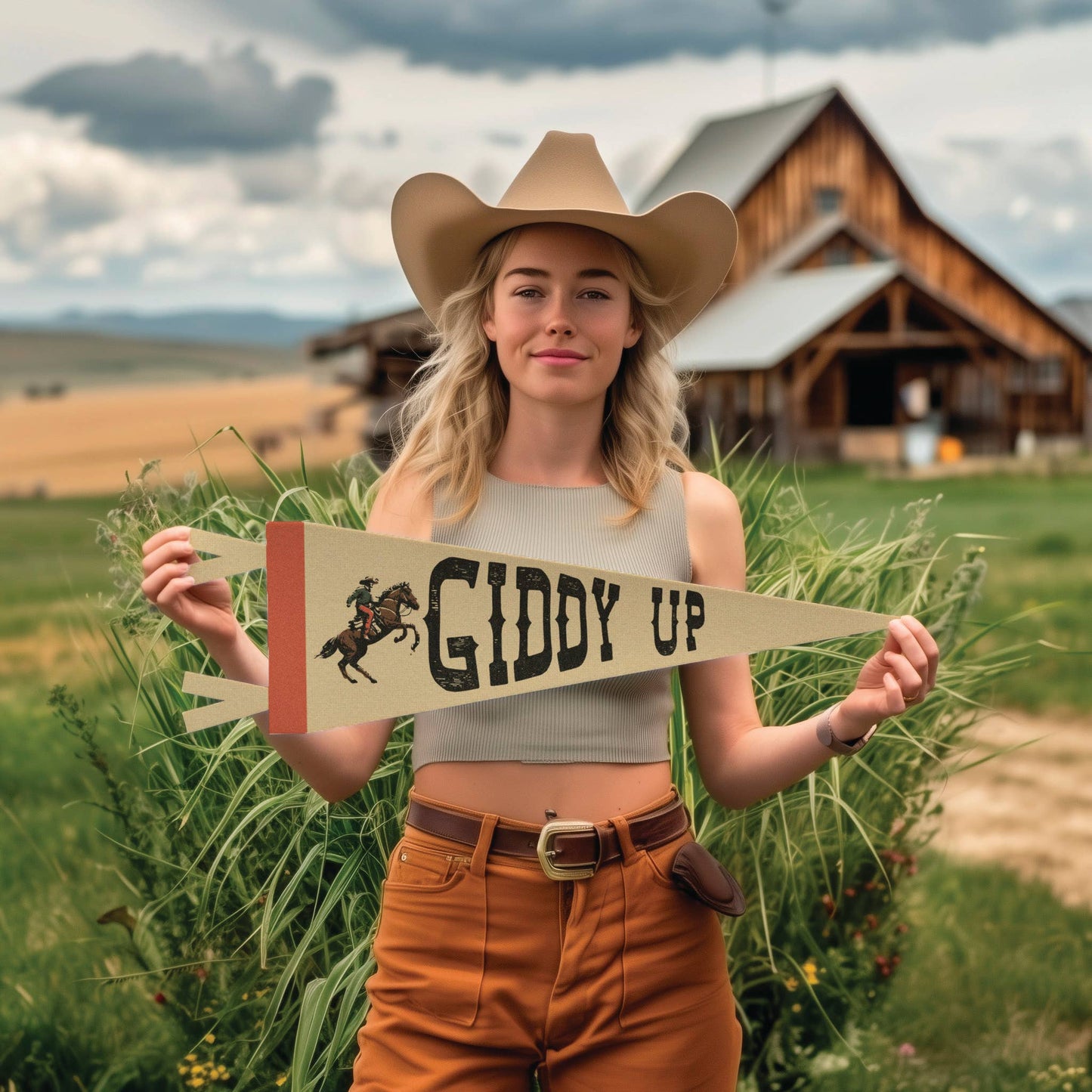 Giddy Up Felt Pennant: Mini Pennant-LU