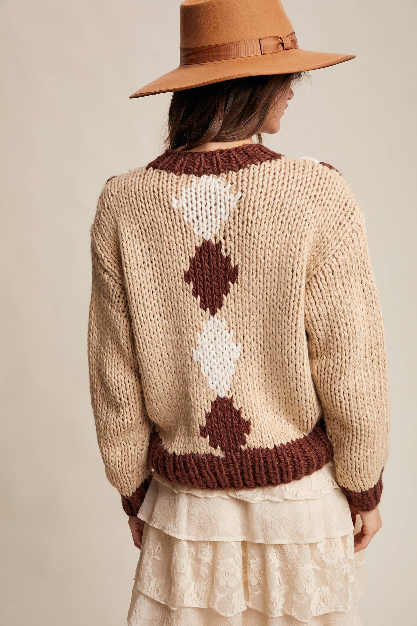 Handmade Crochet Floral Cardigan: Tiramisu