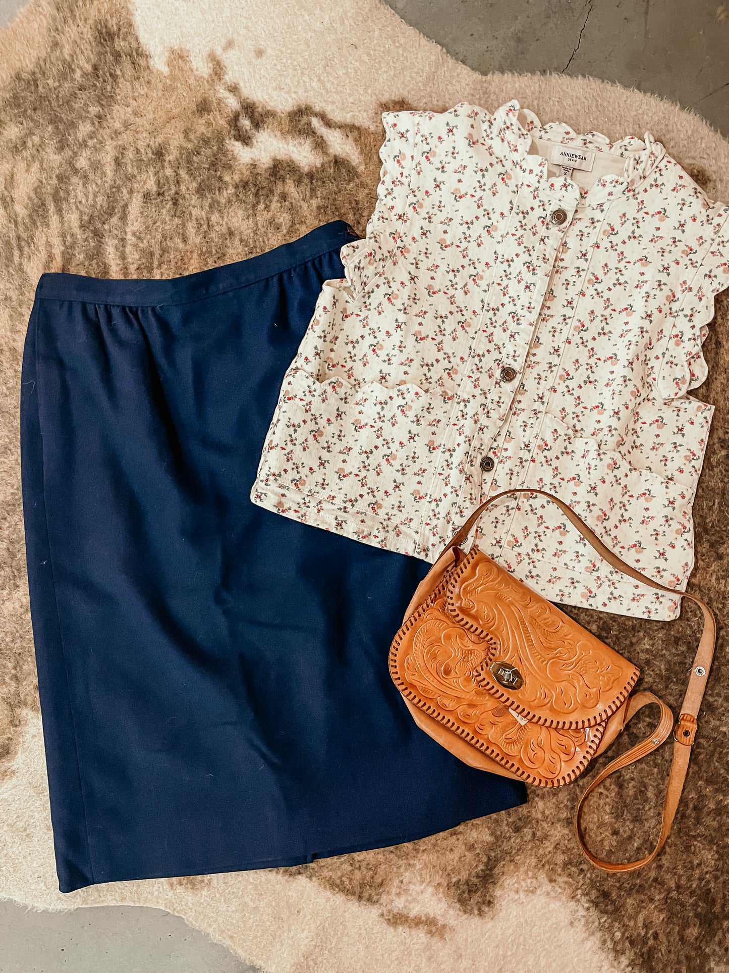 Vintage Pendleton Skirt- navy blue HP