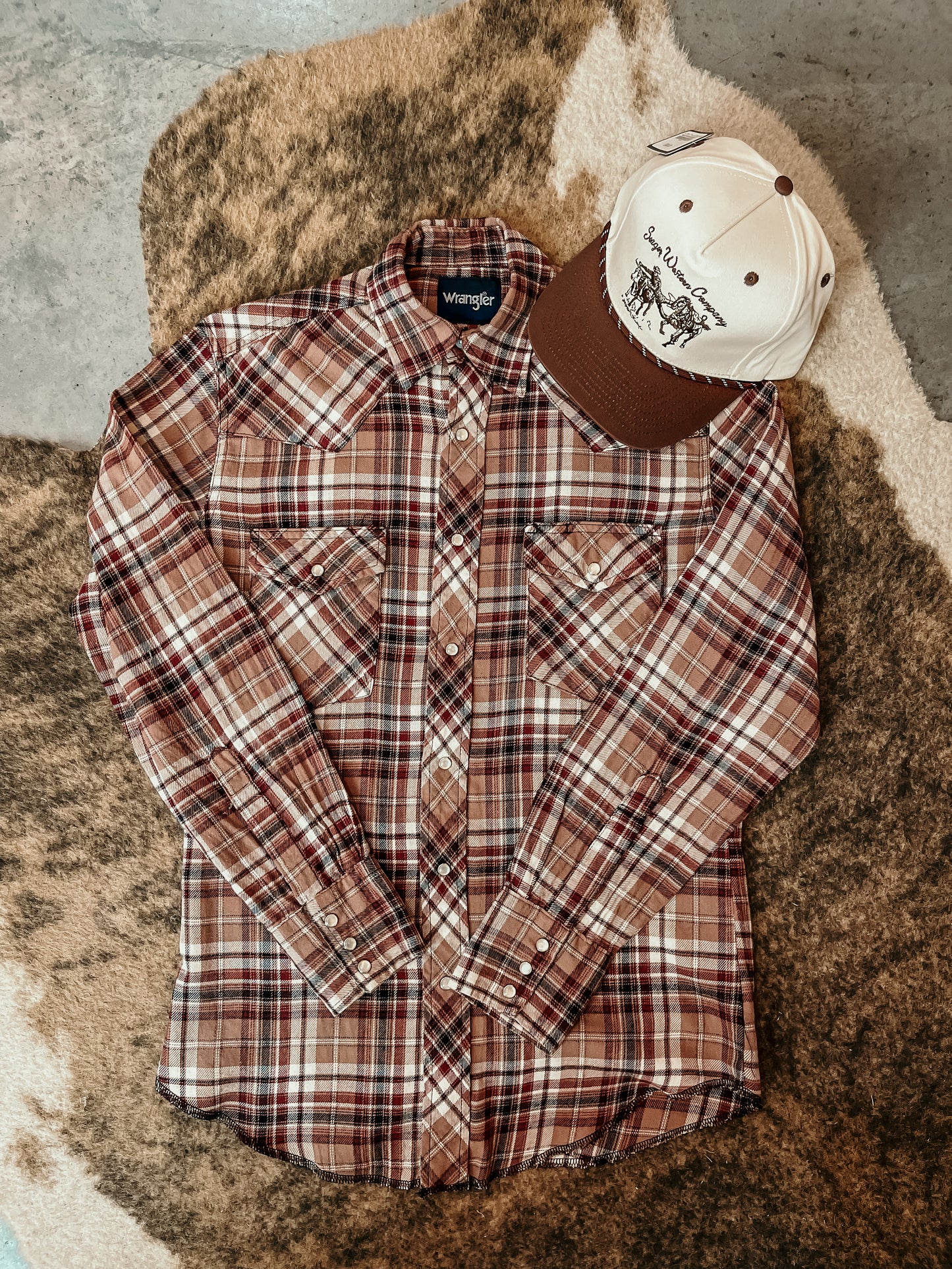 Brown Flannel Pearl Snap HP