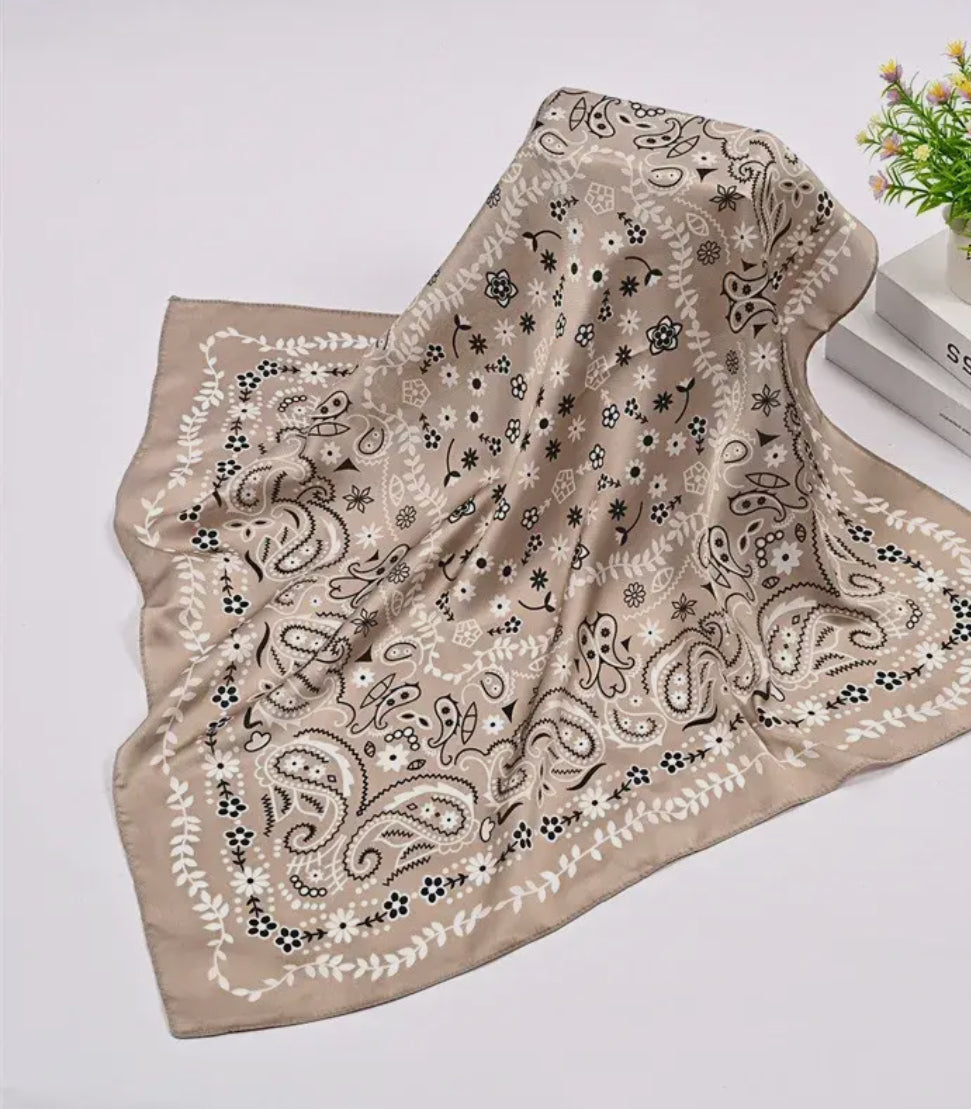 Beige Western Silky Scarf LU