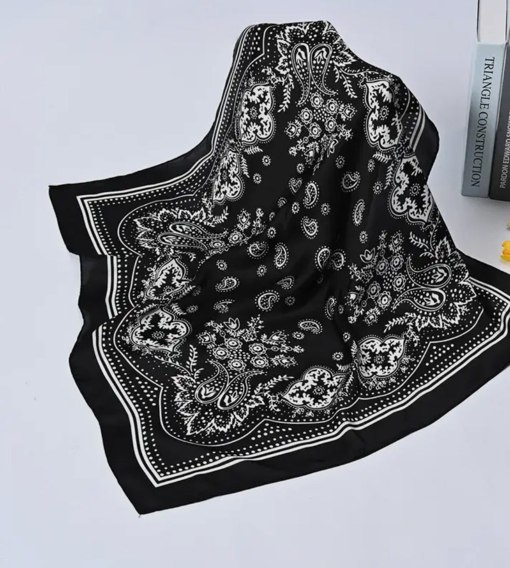 Black Western Silky Scarf LU
