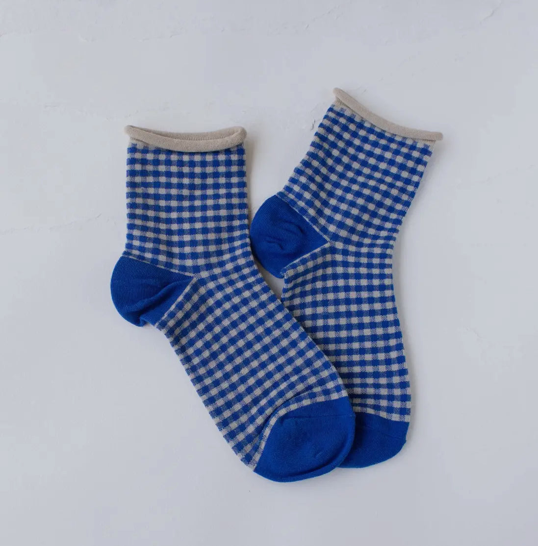 Picnic Blue Check Socks LU