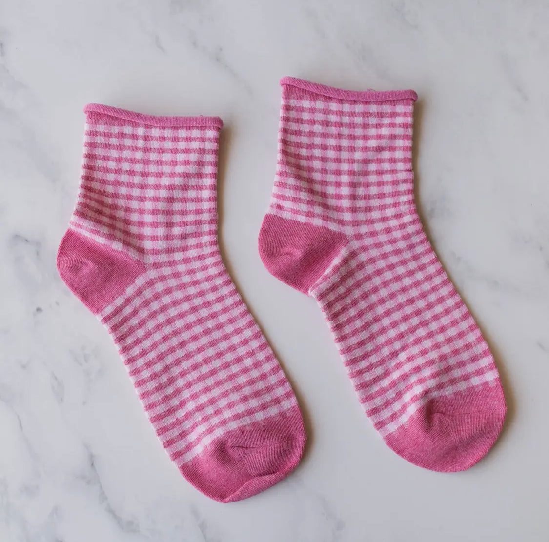 Picnic Pink Check Socks LU