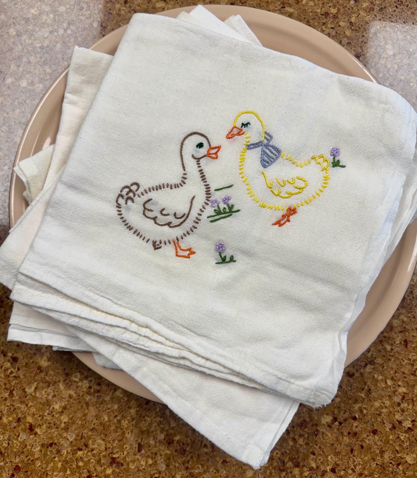 Vintage Duckies Large Cotton Flour Sack Tea Towel