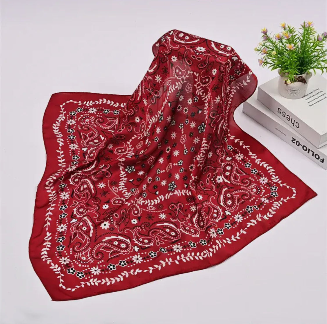 Red Western Silky Scarf LU