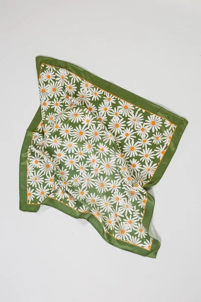 Green Daisy Silky Scarf LU