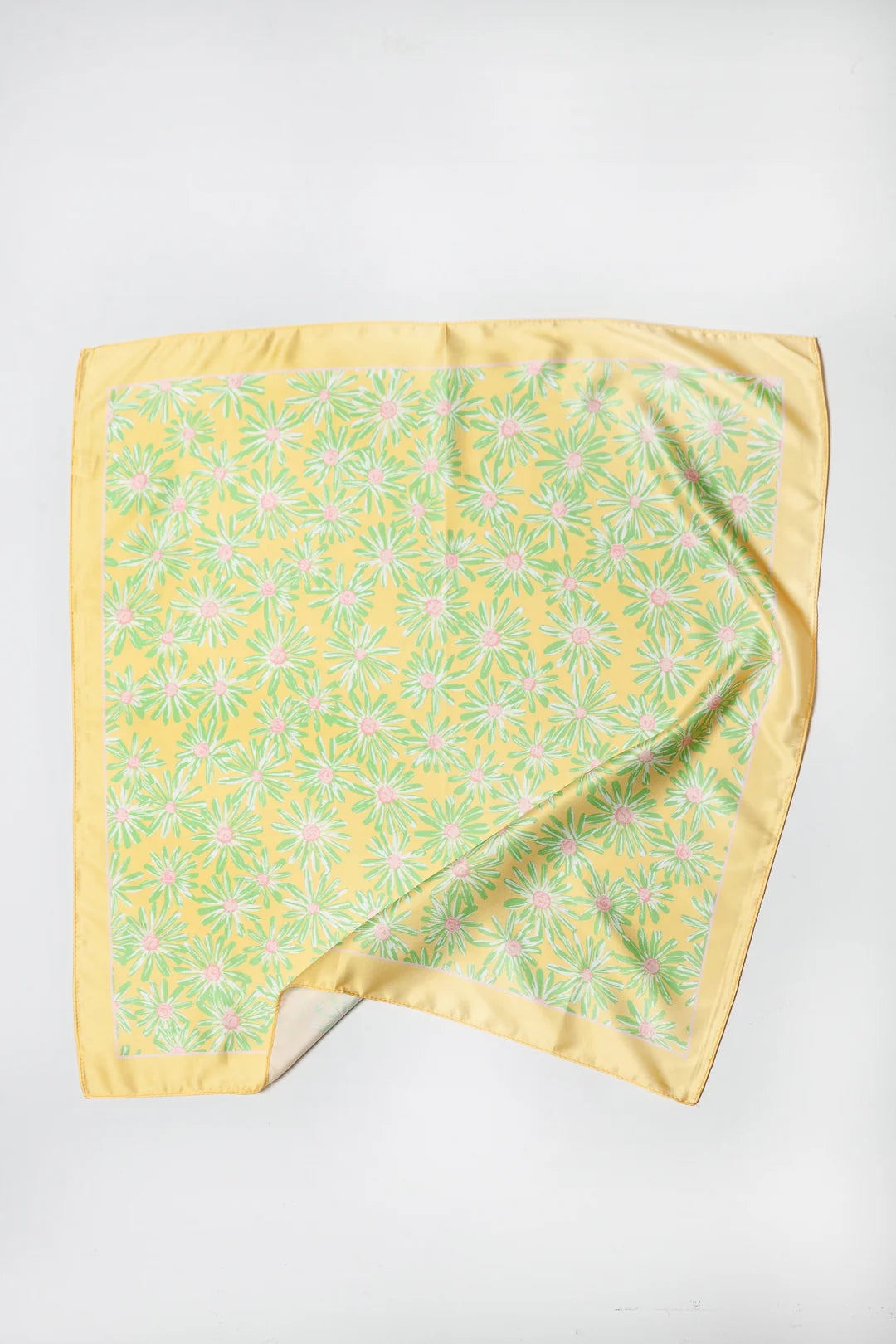 Yellow Border Silky Scarf LU