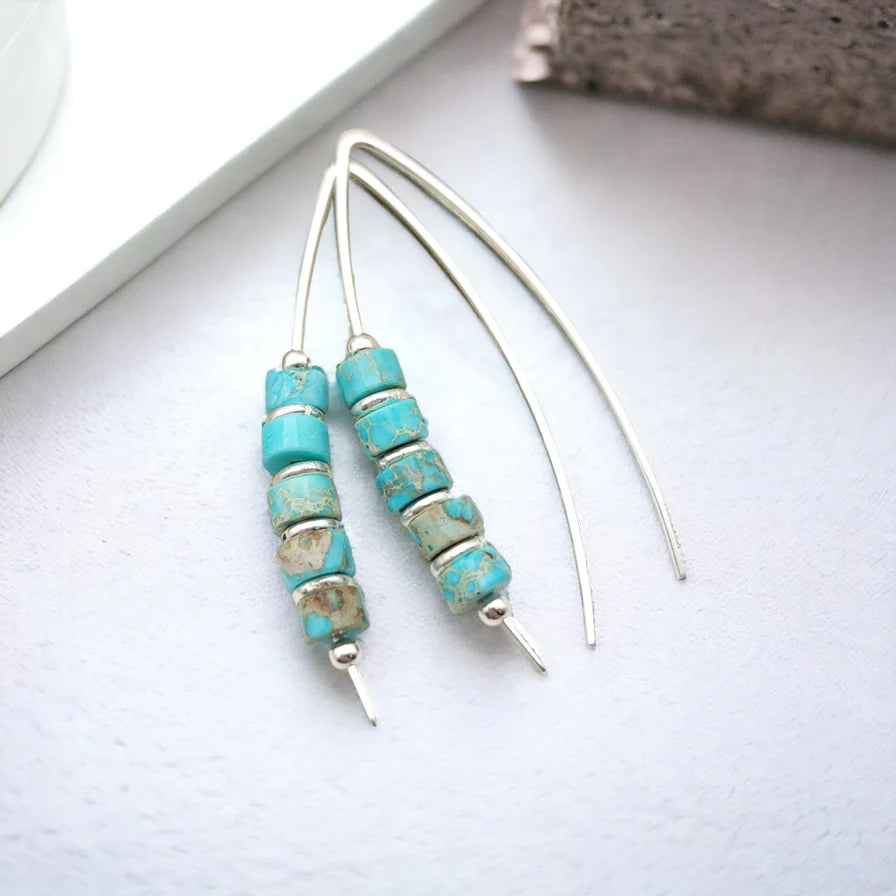 Turquoise and Sterling Silver Threader Earrings LU