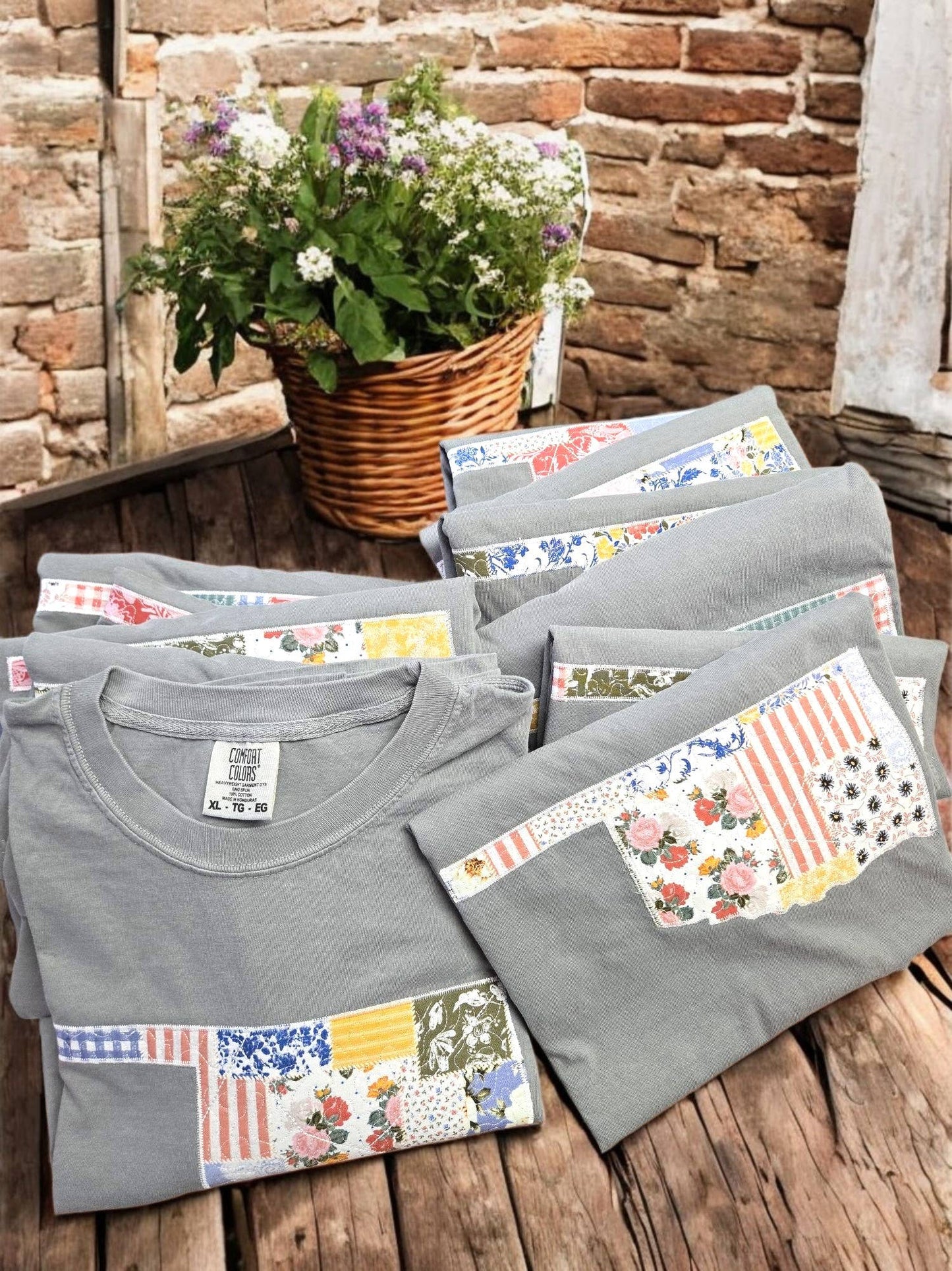 Quilted Patchwork Oklahoma Short Sleeve Grey