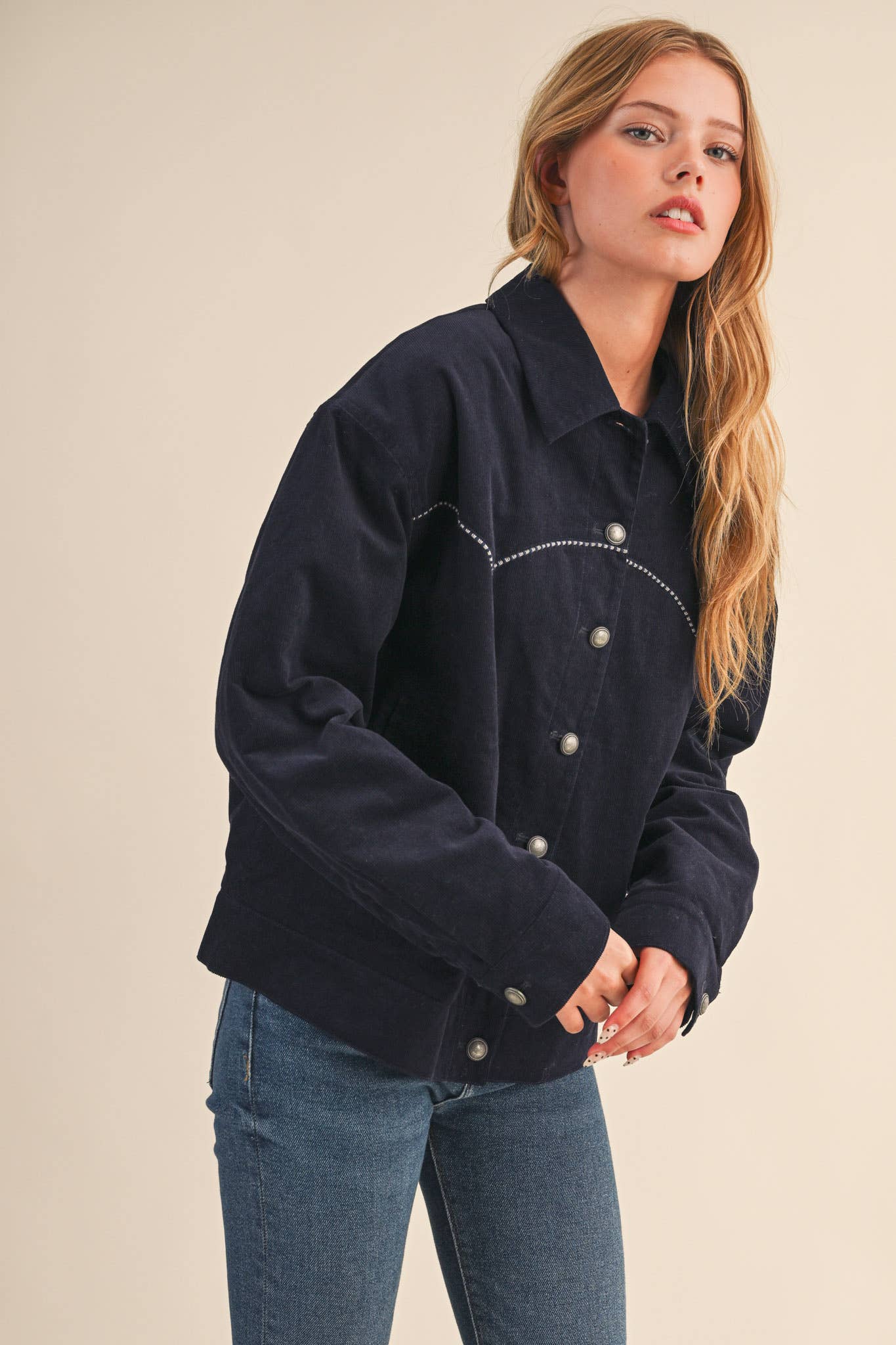 FLORAL EMBROIDERY QUILTED CORDUROY JACKET HP