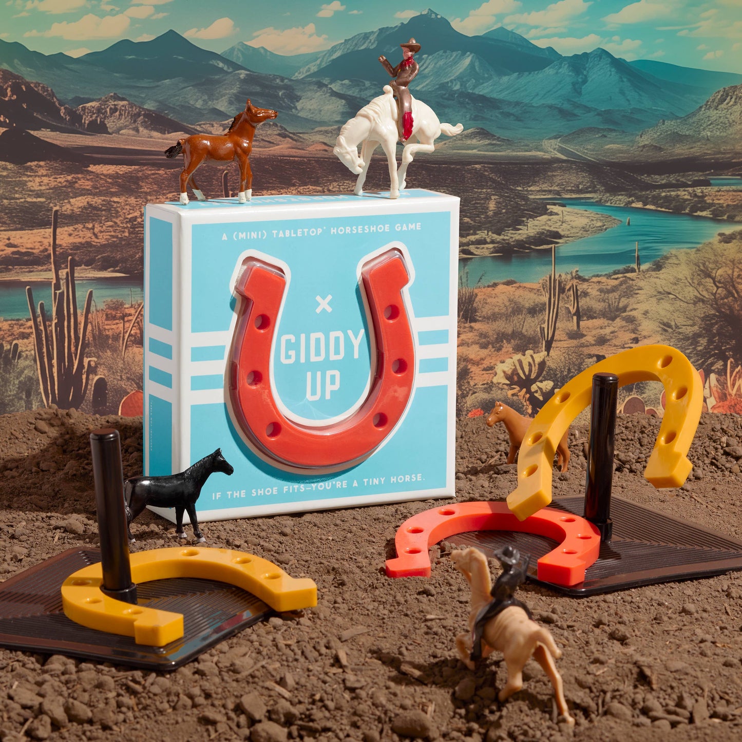 Brass Monkey Giddy Up Tabletop Horseshoes Game-LU