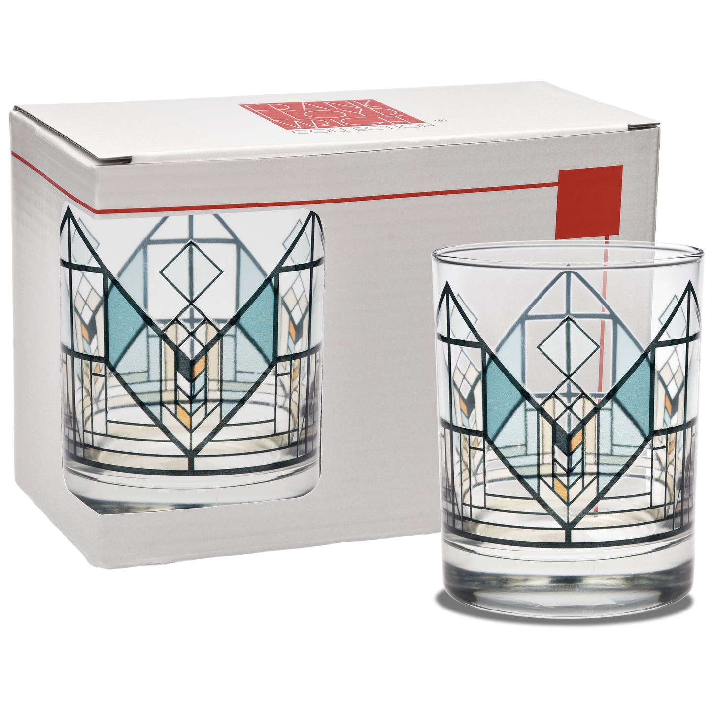 Frank Lloyd Wright Geneva Tulip Green DOF 14-Ounce Glass