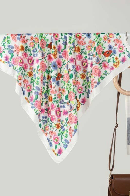 LARGE FLORAL PRINT BANDANA SCARF LU