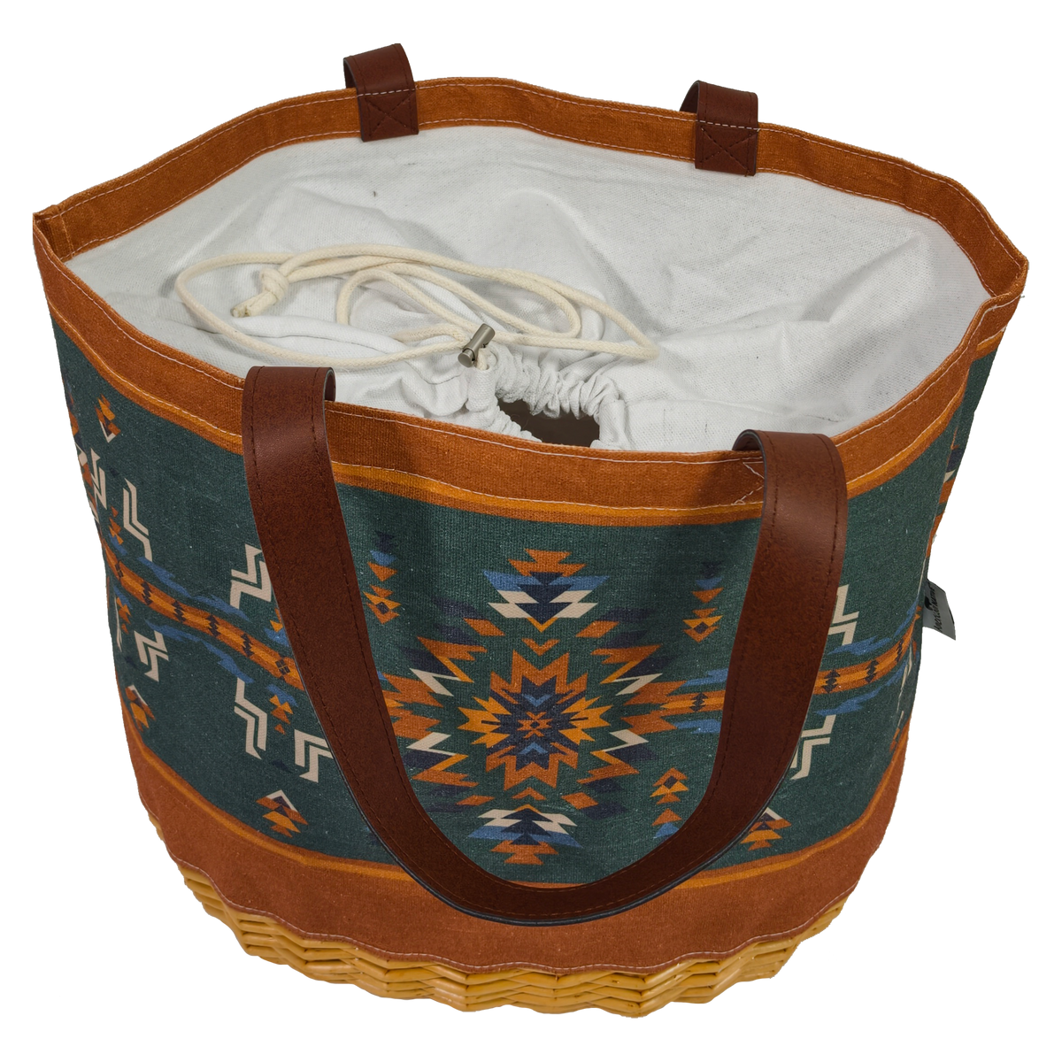 American Native™ Canvas & Willow Basket Tote, Green