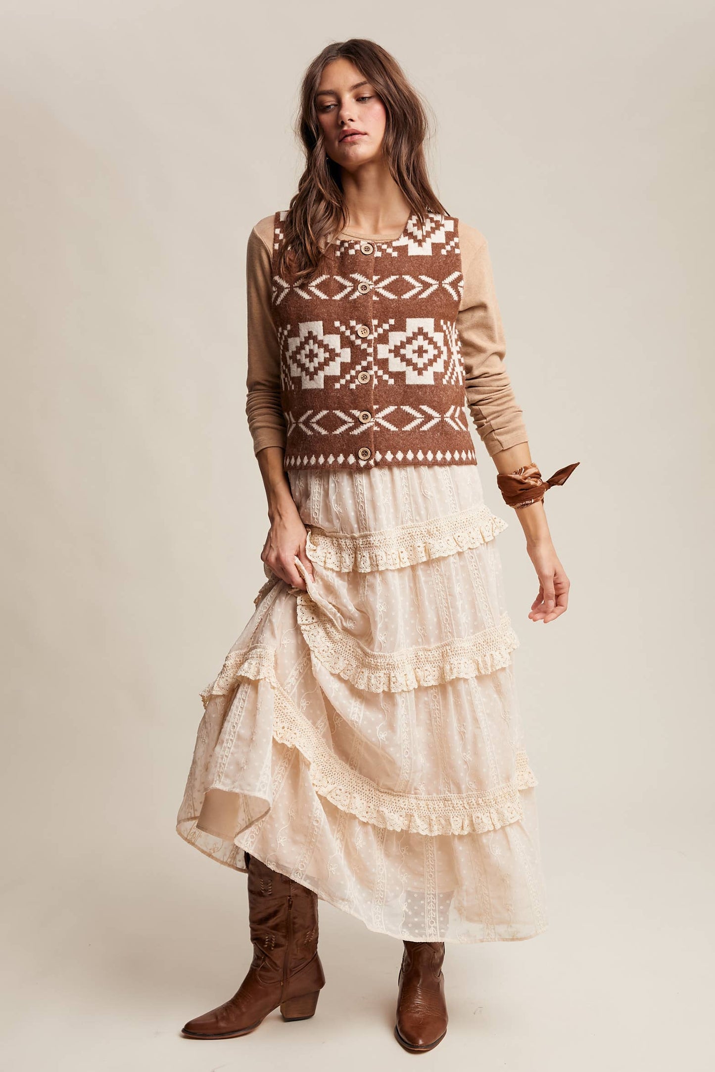 Southwestern Button-Up Wool Vest HP