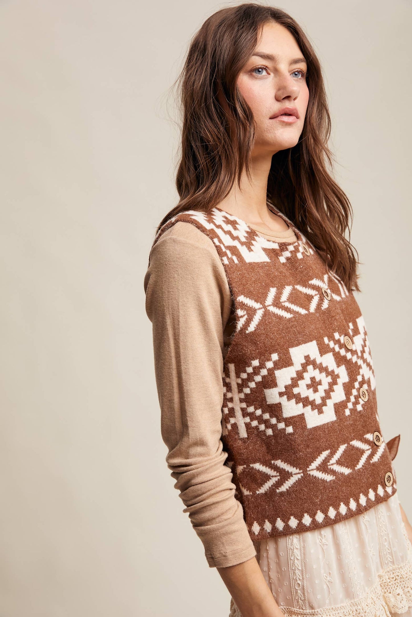Southwestern Button-Up Wool Vest HP