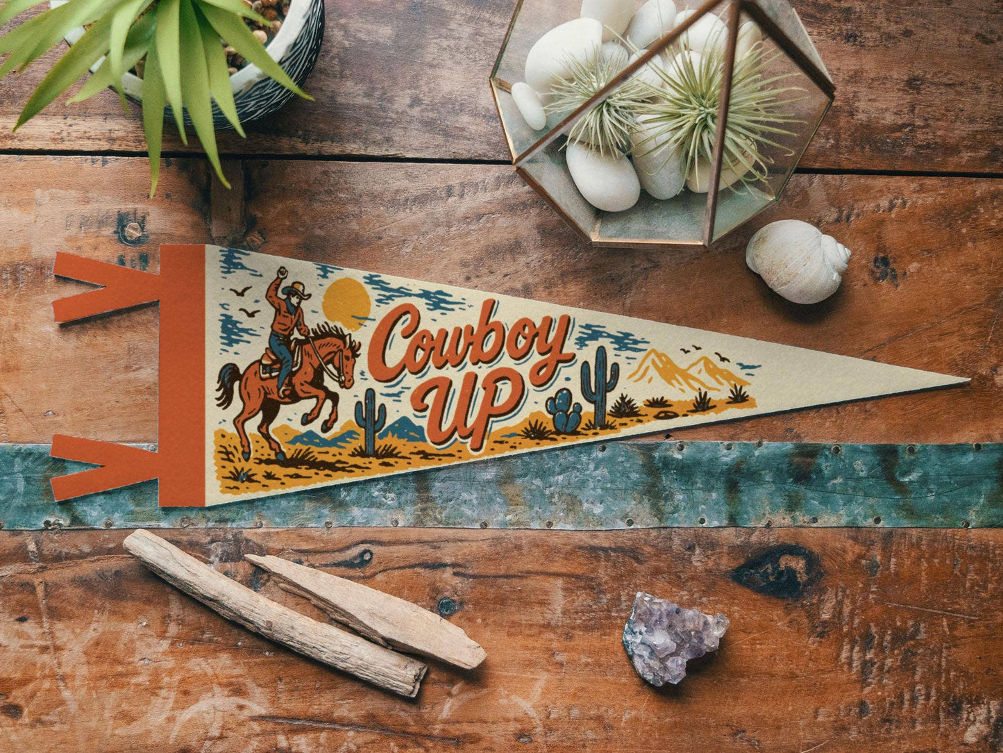 Cowboy Up Felt Pennant: Large Pennant-LU