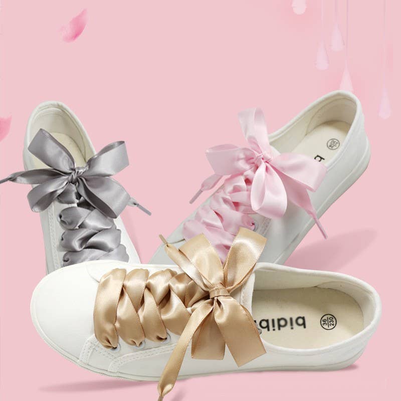 SILK SATIN RIBBON BOW PAIR SHOE LACES Green LU