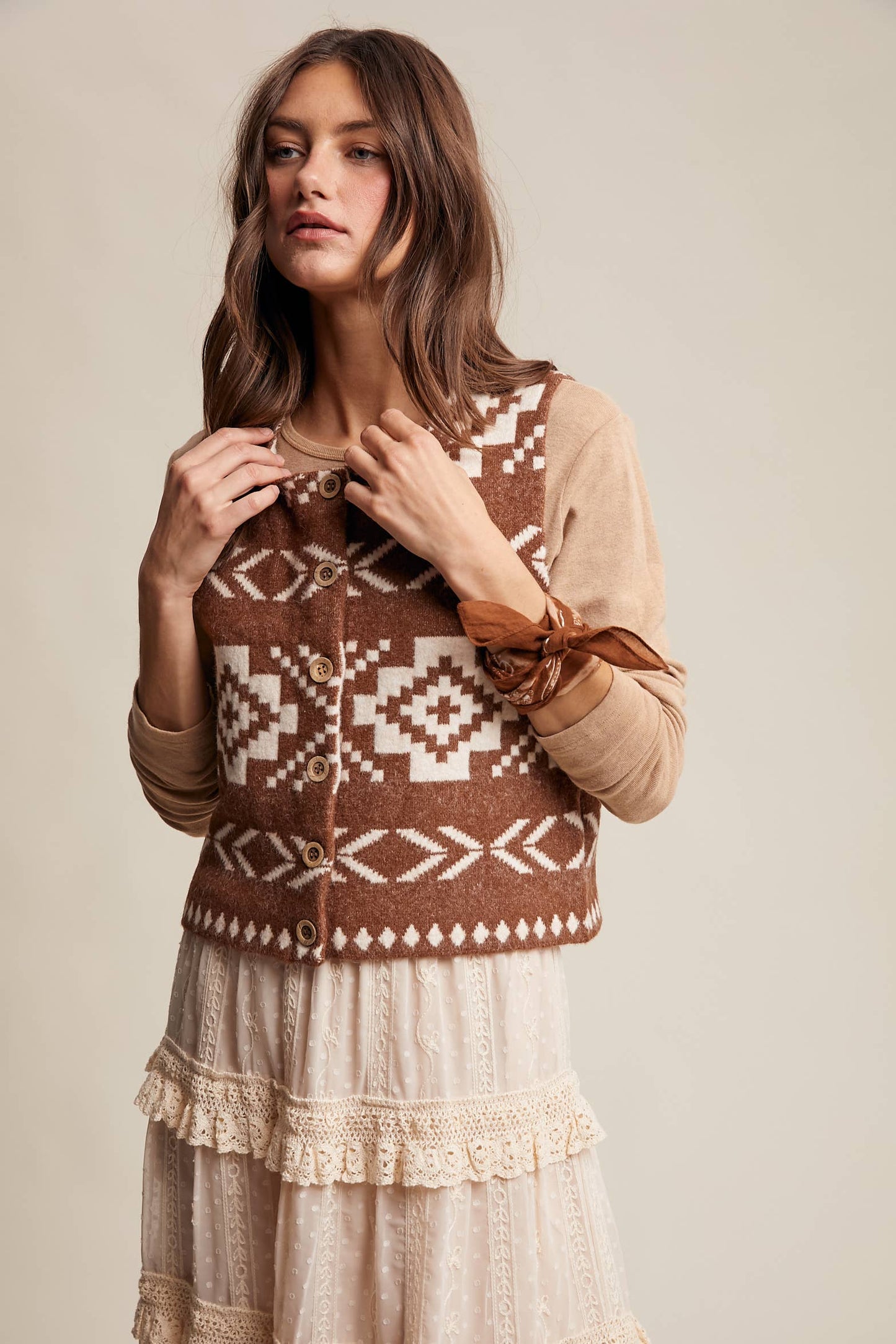 Southwestern Button-Up Wool Vest HP