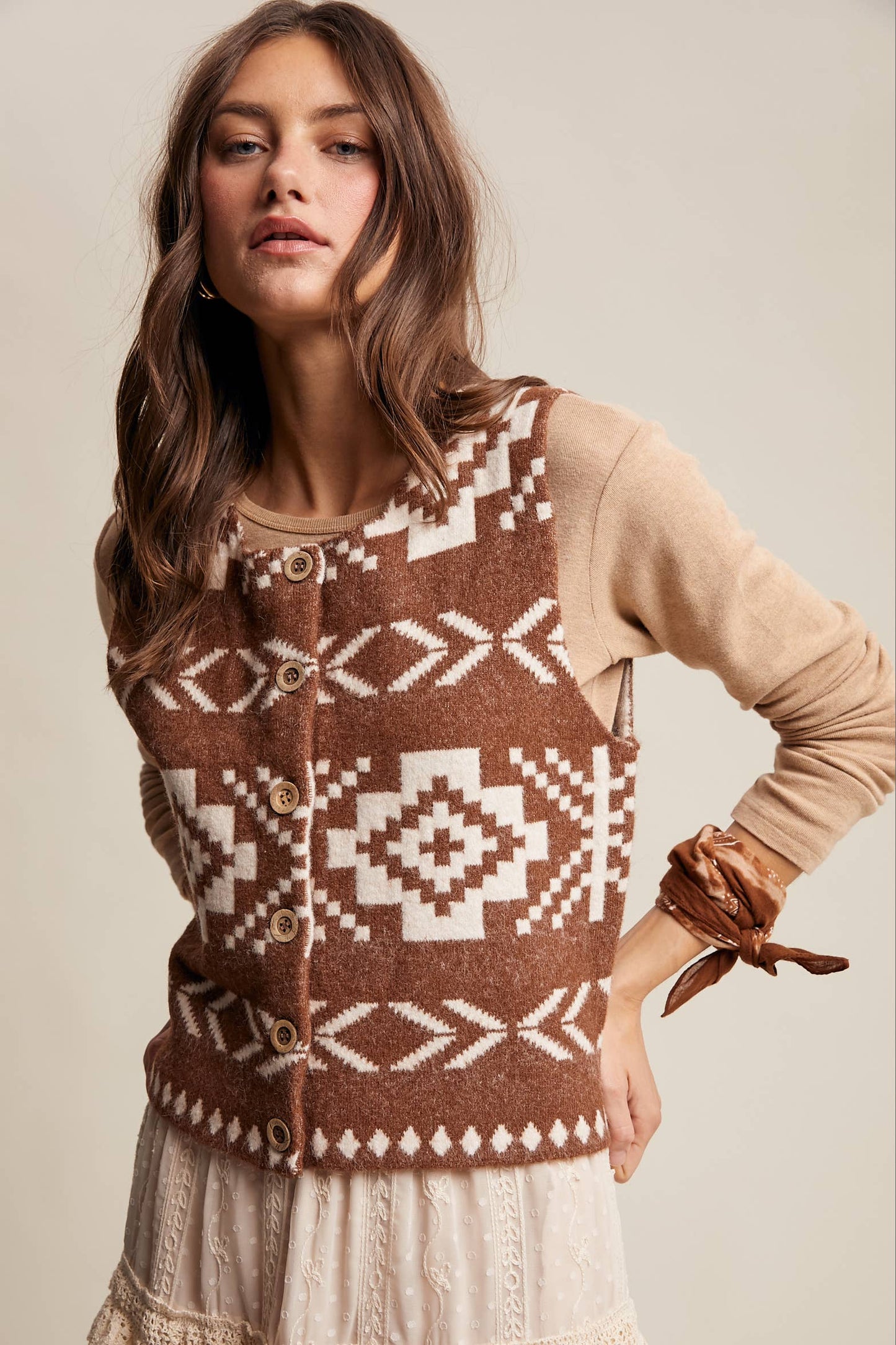 Southwestern Button-Up Wool Vest HP