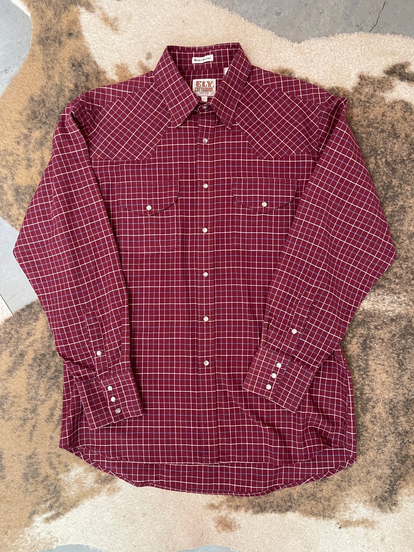 Maroon Plaid Pearl Snap HP