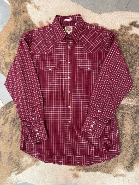 Maroon Plaid Pearl Snap HP