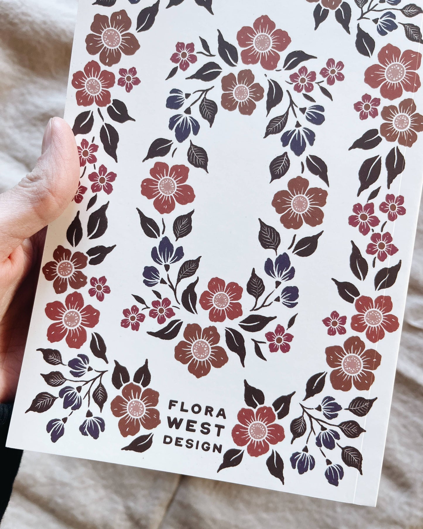 Floral Wreath Notebook A5 Size Velvet Touch Lined Journal