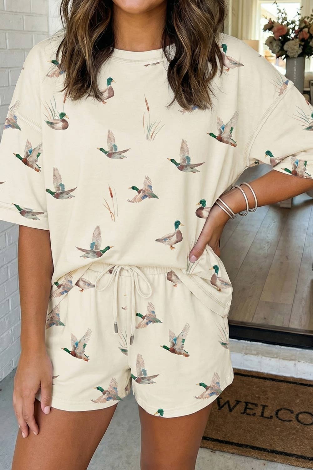 Mallard Oversized Tee Drawstring Shorts Set HP