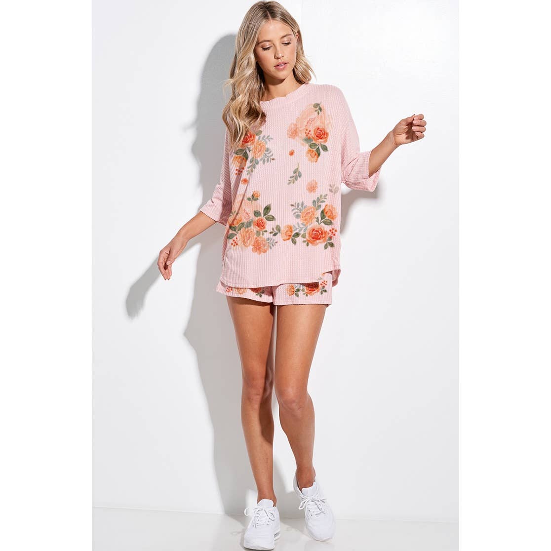 Floral print waffle short Set HP