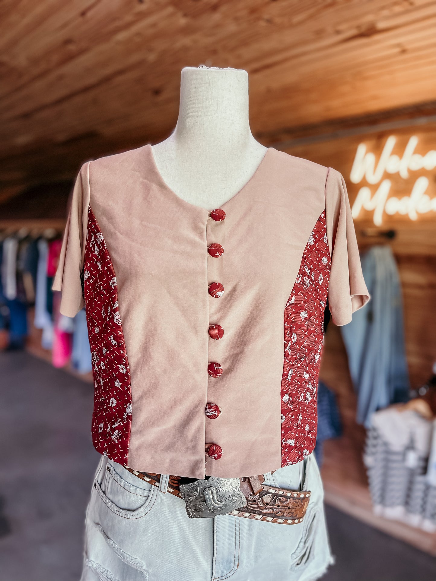 Tan and Rust Cropped Vest HP