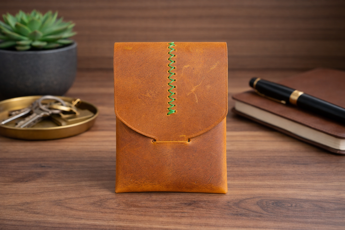 Leather Wallet Slim Handmade Card Holder for Men & Women: Purple