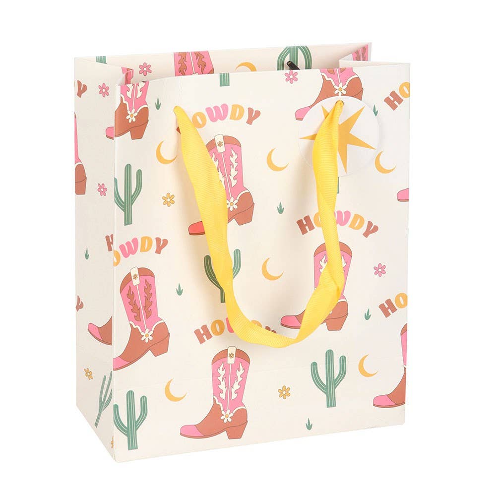 23cm Medium Cowboy Boot Print Gift Bag-LU