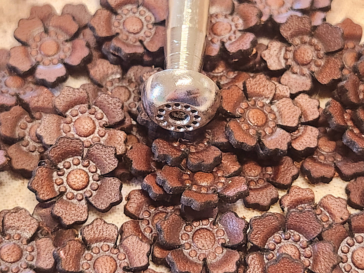 Western Rose Genuine Leather Earrings