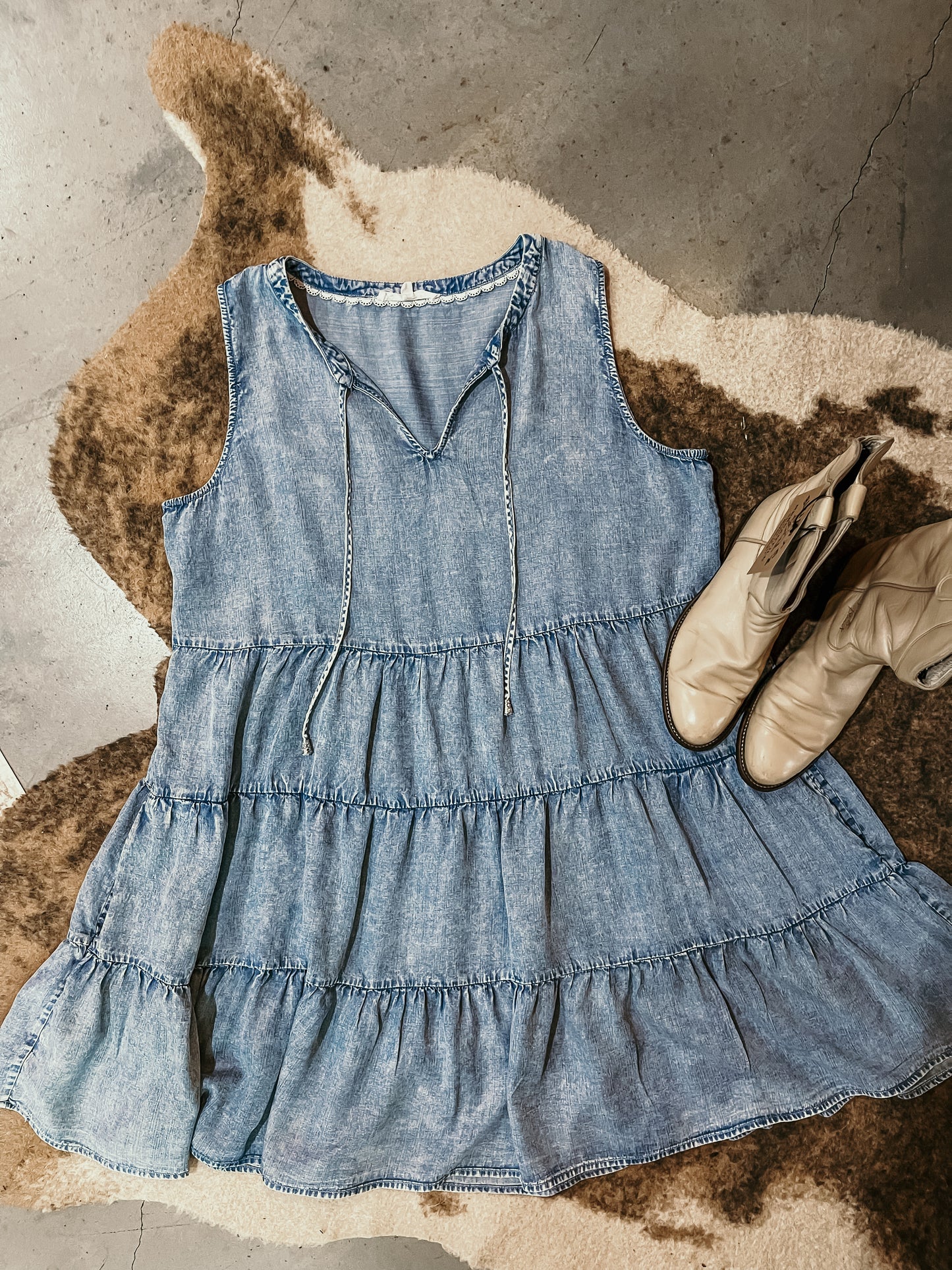 Denim Ruffle Dress HP