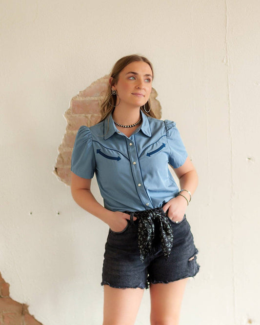 Blue Navy Pearl Snap LU