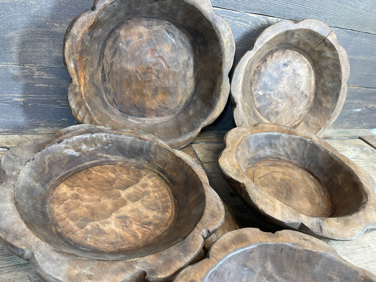 Small Flower Dough Bowl-10-12 inches-Waxed LU