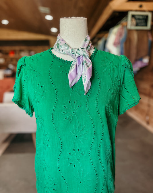 Green Eyelet Top HP