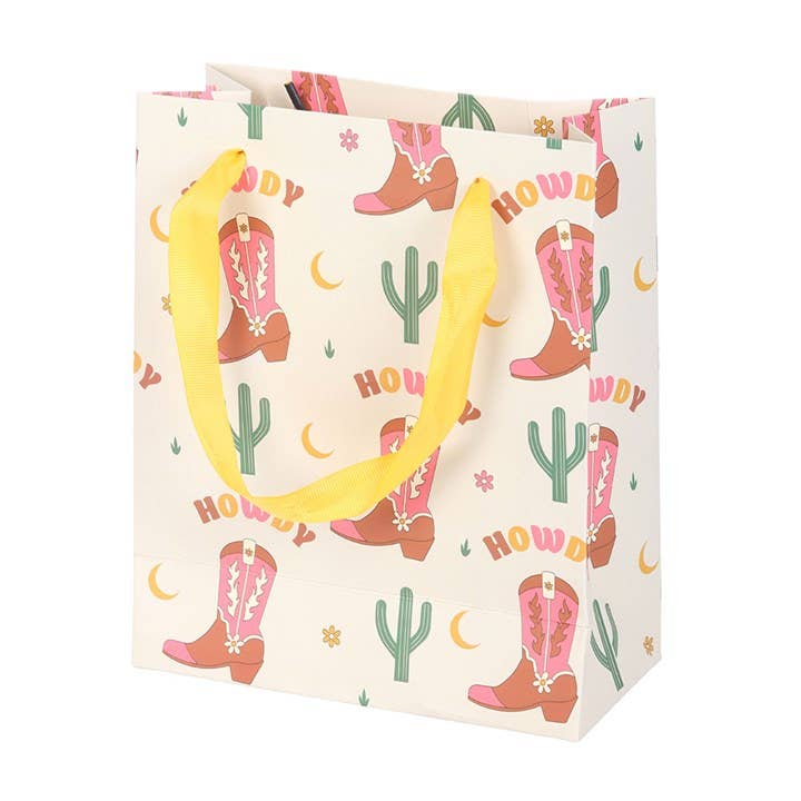 23cm Medium Cowboy Boot Print Gift Bag-LU