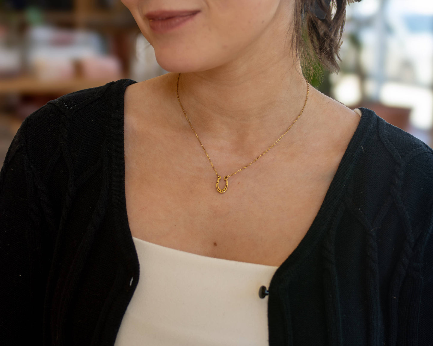 Lucky Horseshoe Western Necklace Gold